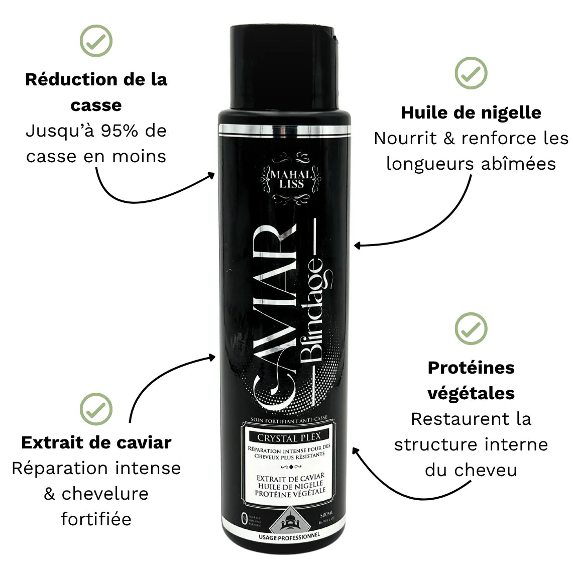 Blindage Capillaire – Caviar, Huile de Nigelle & Protéine Végétale – 500 ml – Mahal Liss®
