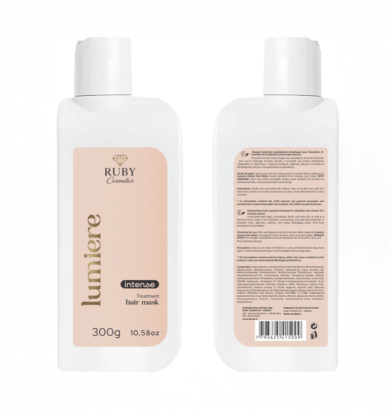 Masque Capillaire Hydratant Antifrizz – Lumière Intense - 300 g – Ruby Cosmetics