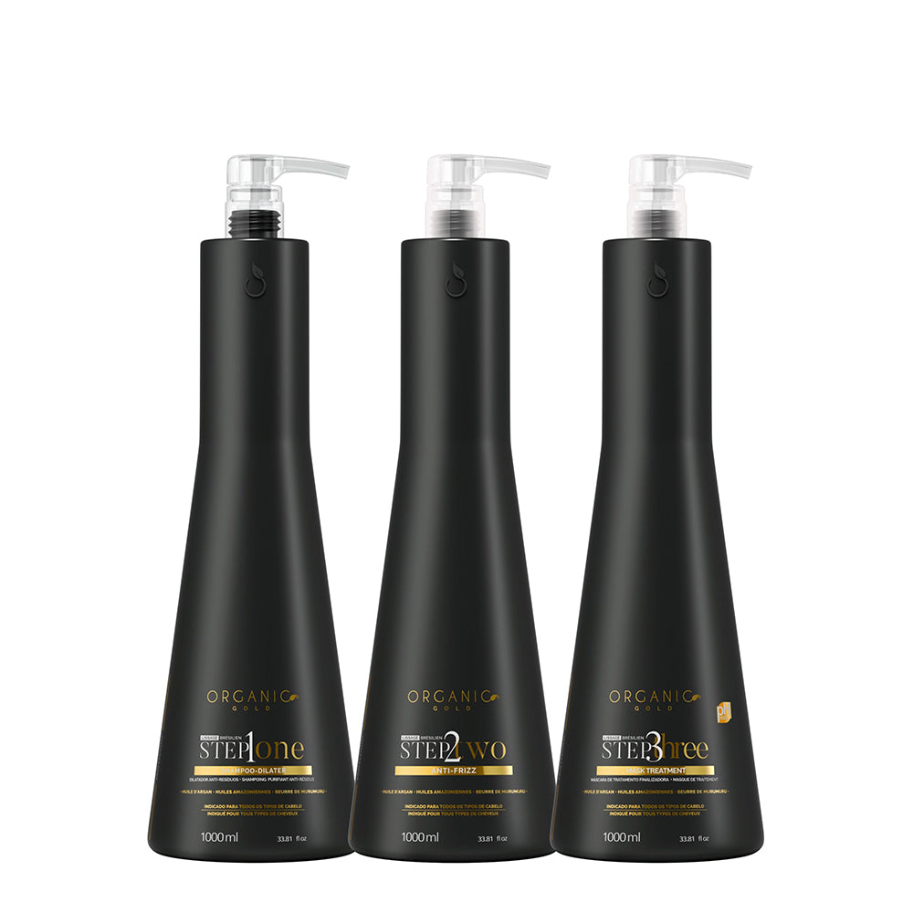 Kit Lissage 3x1L – Brésilien – Lissant Intense – Professionnel – Organic Gold