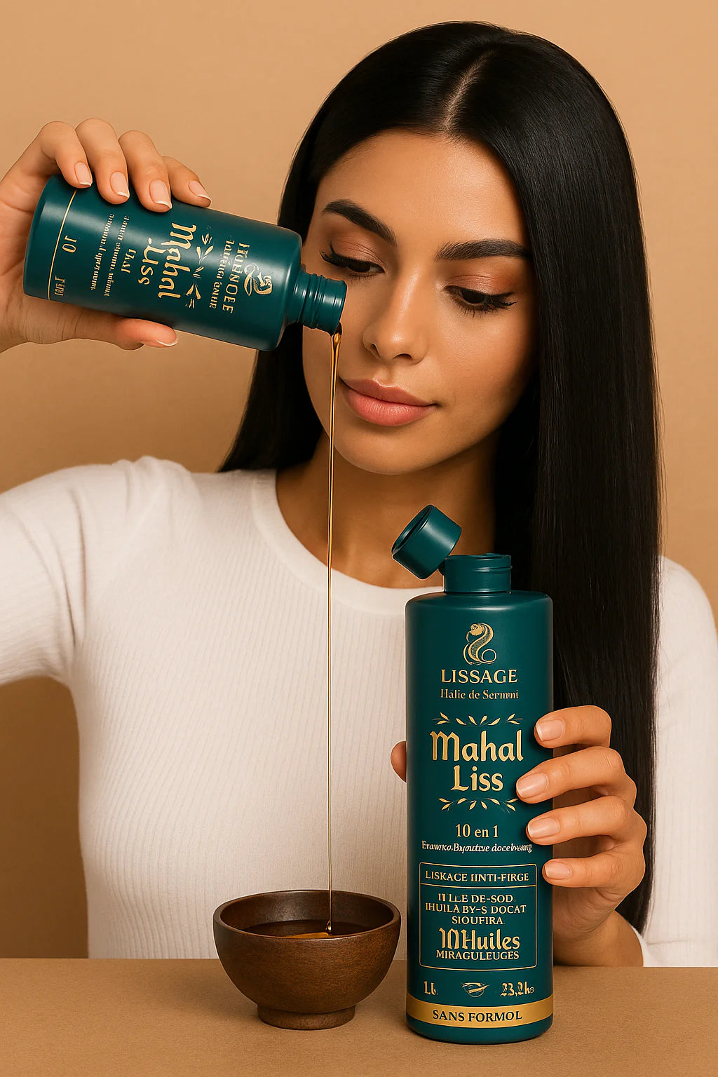 Lissage Indien Step 2 – Huile de Serpent & 10 Huiles Végétales – 1000 ml – Mahal Liss