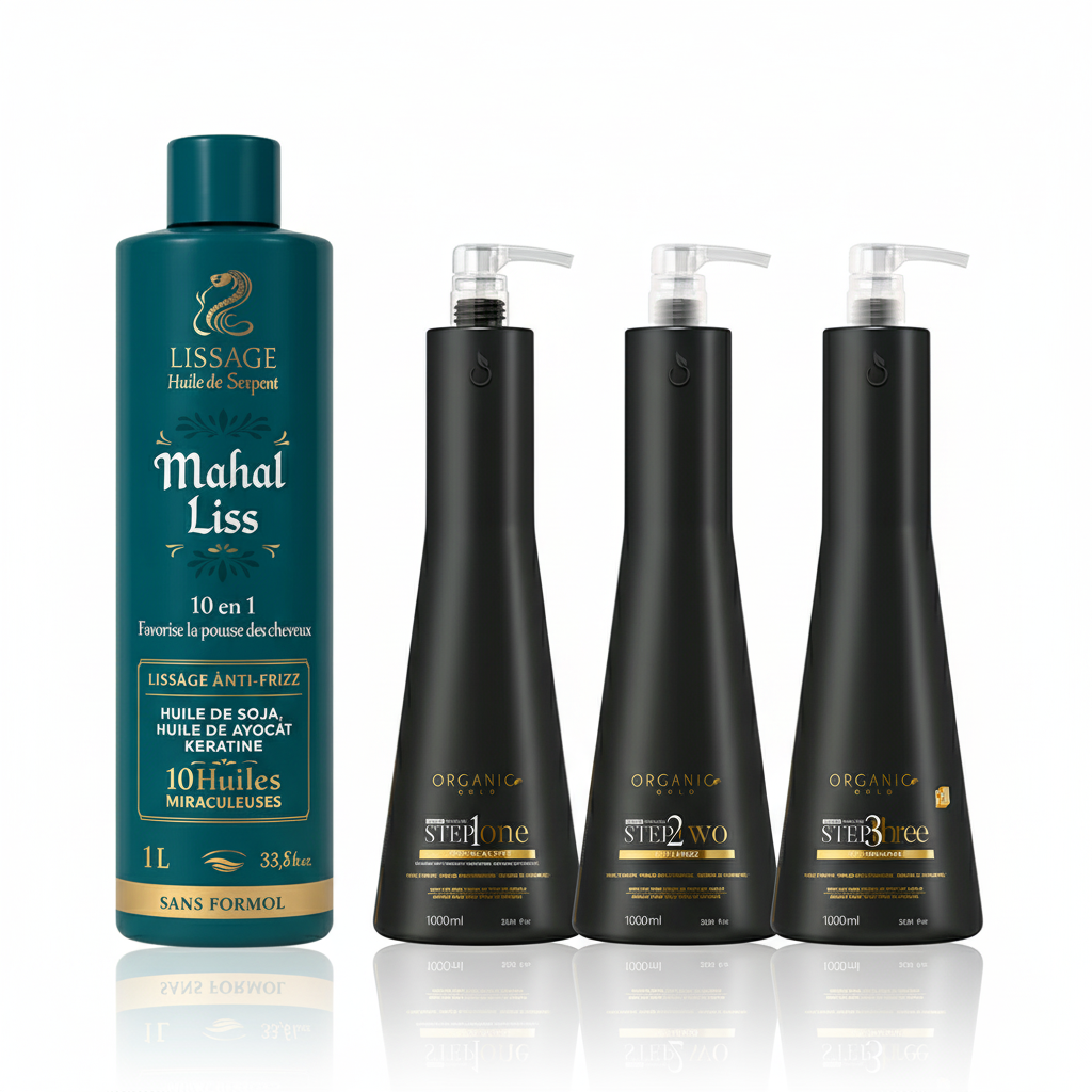 Kit Fusion Lissant – Organic Gold & Step 2 Huile de Serpent – 1000 ml – Mahal Liss® x Organic Gold