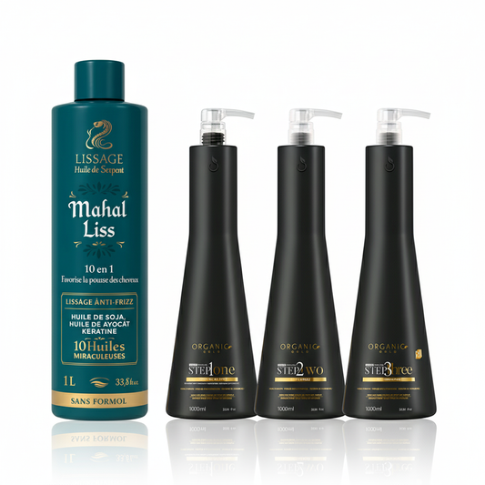 Kit Fusion Lissant – Organic Gold & Step 2 Huile de Serpent – 1000 ml – Mahal Liss® x Organic Gold