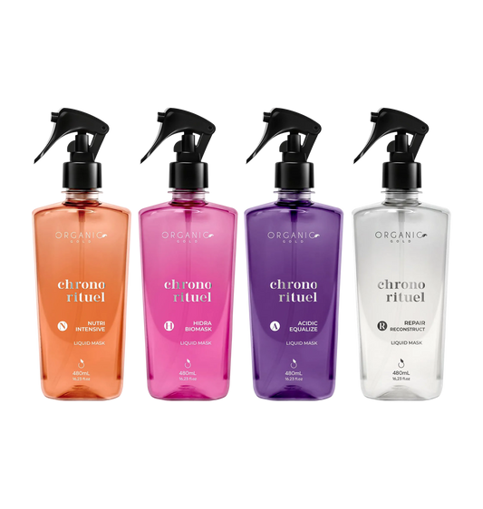 Kit Pro – Chrono Rituel 4 Soins Capillaires – 480 ml – Organic Gold