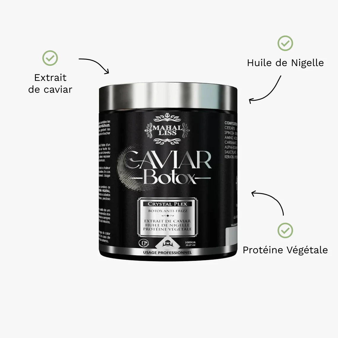 Soin Lissant Indien – Extrait de Caviar, Huile de Nigelle & Protéine Végétale – 1 kg – Mahal Liss®